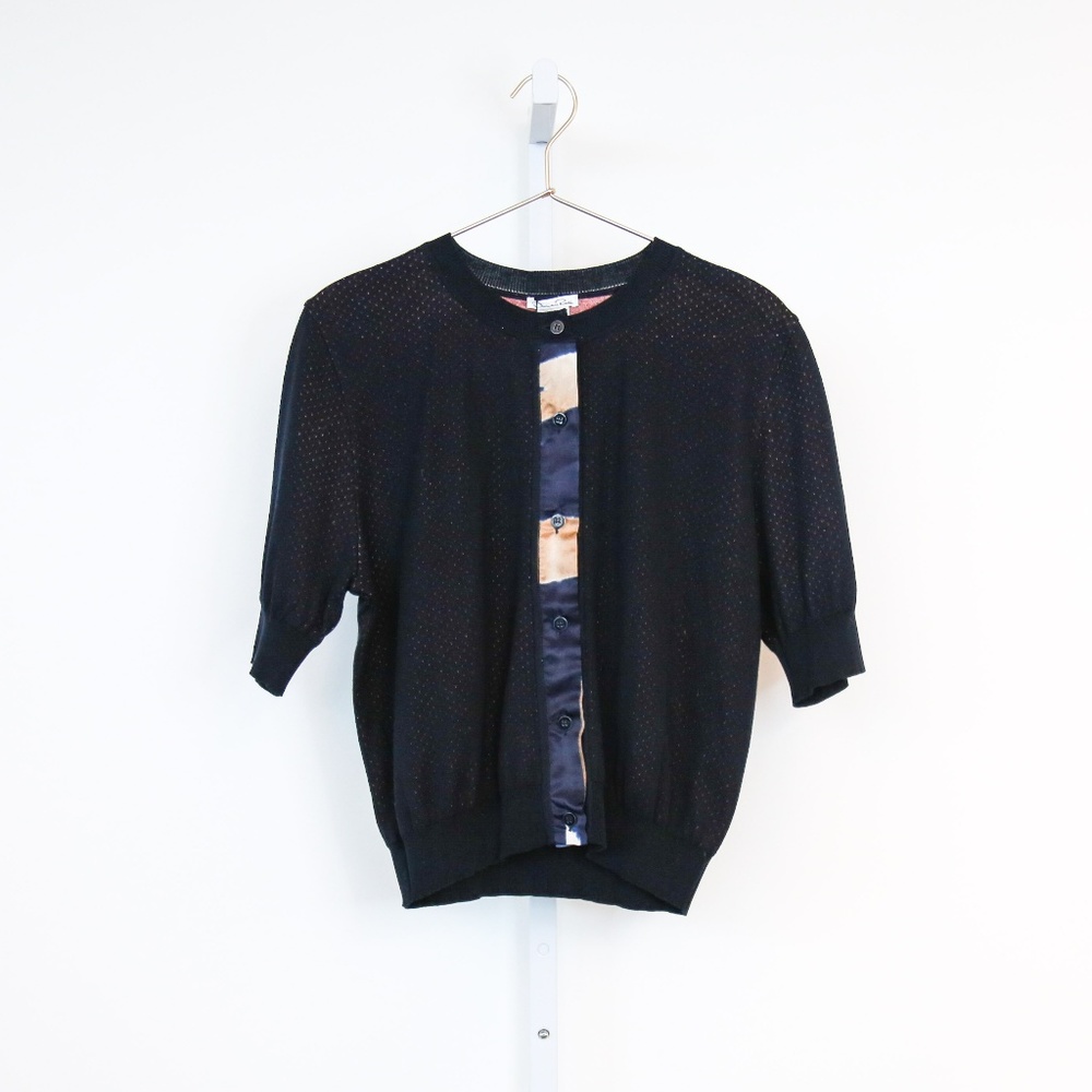 Oscar de la Renta Short Sleeve Cardigan